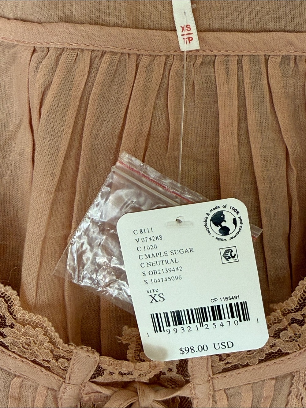 NWT Free People Forevermore top in Maple Sugar size XS - Picture 4 of 5